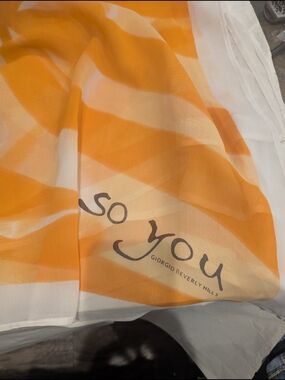 So You Giorgio Beverly Hills Orange & White Sheer Scarf
